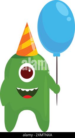 Happy cartoon monster celebrating a birthday or special occasion Stock Vector