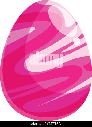 Pink easter egg decorated with wavy stripes is bringing the festive mood Stock Vector