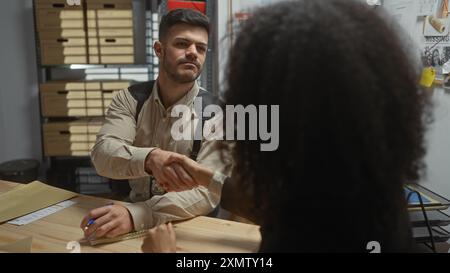 Detectives Collaborating Woman and man detectives collaborating to solve case in police ...