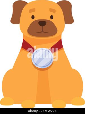 Cute pug dog is proudly sitting after winning a prize in a dog show Stock Vector