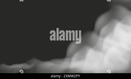 Smoke Vapor cloud overlay effect Realistic vector. Thick smoke from side. White fog on dark background. Smoke from fire or cloud. Natural atmospheric phenomenon. Stock Vector