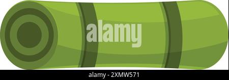 Green yoga mat rolled up, promoting wellness and a healthy lifestyle Stock Vector