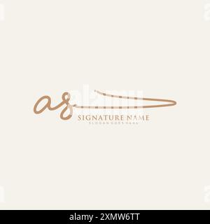 AS Signature Logo Template Stock Vector