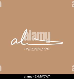 AL Signature Logo Template Stock Vector