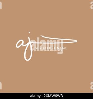 AJ Signature Logo Template Stock Vector