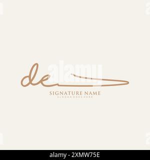 DE Signature Logo Template Stock Vector