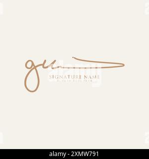 GU Signature Logo Template Stock Vector