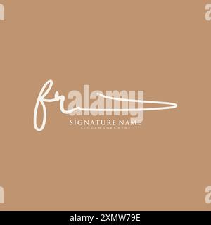 FR Signature Logo Template Stock Vector