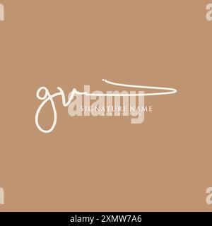 GV Signature Logo Template Stock Vector