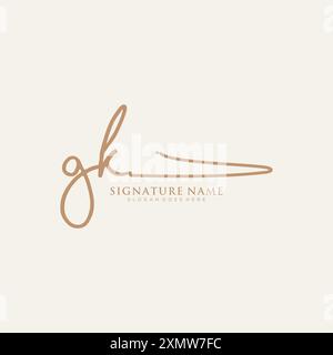 GK Signature Logo Template Stock Vector