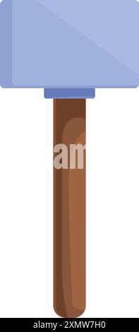 Cartoon rubber mallet is standing with its wooden handle Stock Vector