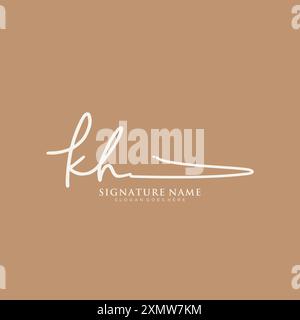 KH Signature Logo Template Stock Vector