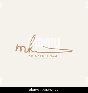 MK Signature Logo Template Stock Vector