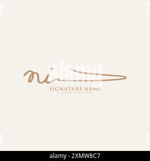 NI Signature Logo Template Stock Vector