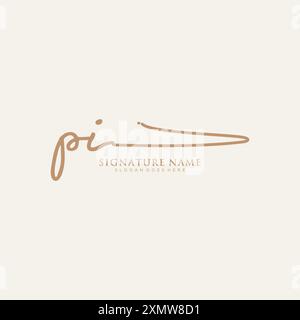 PI Signature Logo Template Stock Vector