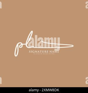 PL Signature Logo Template Stock Vector