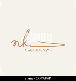 NK Signature Logo Template Stock Vector