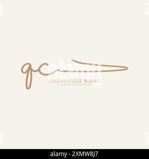 QC Signature Logo Template Stock Vector