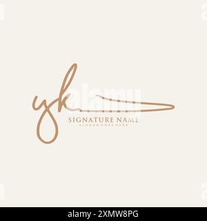 YK Signature Logo Template Stock Vector
