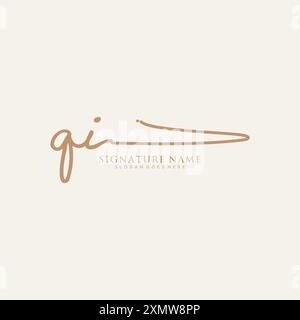 QI Signature Logo Template Stock Vector