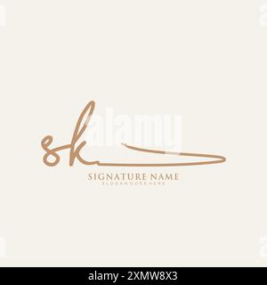 SK Signature Logo Template Stock Vector