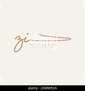 ZI Signature Logo Template Stock Vector