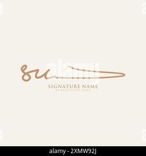 SU Signature Logo Template Stock Vector