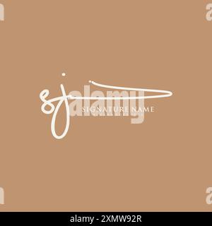 SJ Signature Logo Template Stock Vector