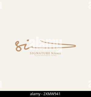 SI Signature Logo Template Stock Vector