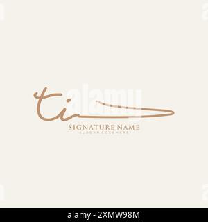 TI Signature Logo Template Stock Vector