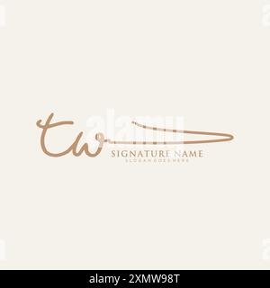 TW Signature Logo Template Stock Vector