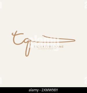 TQ Signature Logo Template Stock Vector