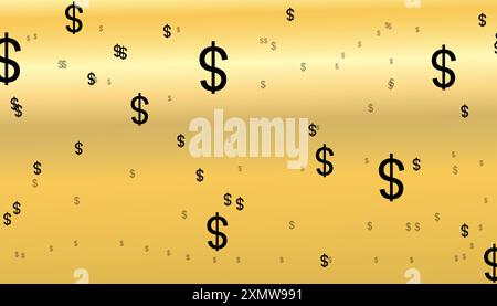 Dollar symbols of different sizes and opacity seamless background pattern vector illustration. Stock Vector
