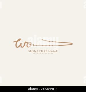 WO Signature Logo Template Stock Vector