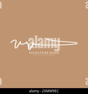 VV Signature Logo Template Stock Vector