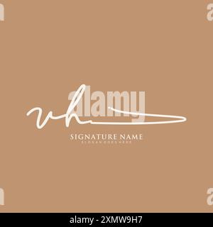 VH Signature Logo Template Stock Vector