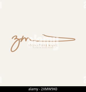 ZM Signature Logo Template Stock Vector