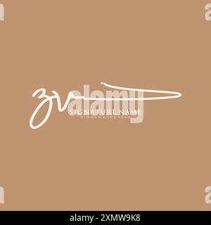 ZV Signature Logo Template Stock Vector