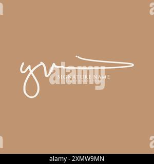 YV Signature Logo Template Stock Vector