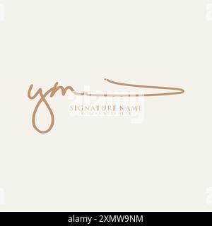 YM Signature Logo Template Stock Vector