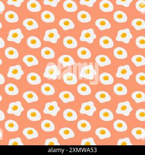 Fried eggs different shapes with bright yolk Seamless pattern. Abstract background texture concept. Wrapping, wallpaper or web, cards, poster, banner, price, label or web, promo design idea. Vector  Stock Vector