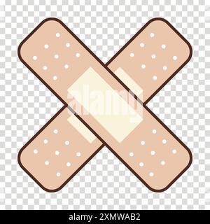 Adorable X-Shaped Wound Bandaid Stock Vector