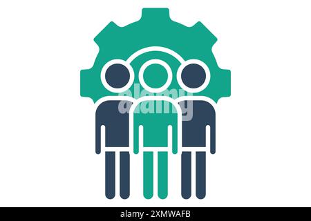 Management icon. people with gear. icon related to lead. solid icon style. business elements vector illustration Stock Vector