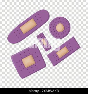 BandAids of various shapes and sizes Stock Vector