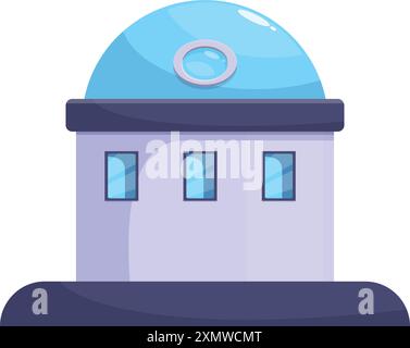 Futuristic observatory building with a glass dome is observing the stars Stock Vector