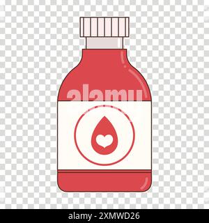 Charming Red Disinfectant and Medicine Bottles Stock Vector