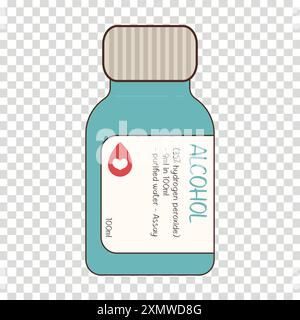 100ml alcohol in a pretty turquoise bottle Stock Vector