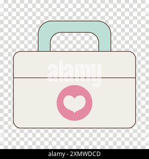 White first aid kit with a pink heart on it Stock Vector