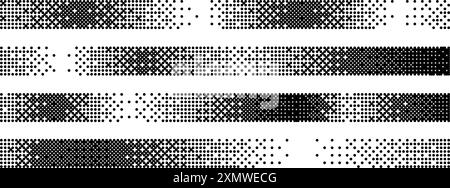 Pixelated gradient rectangle frame. Black dithered radial gradation ...