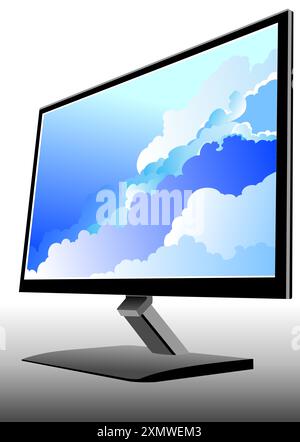Flat computer monitor. Display. Vector 3d illustration Stock Vector